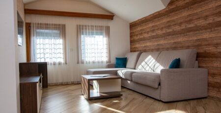 U ponudi su 3 porodična apartmana u centru Zlatibora, na šetalištu, 50 metara od jezera u ulici Miladina Pećinara br. 69.